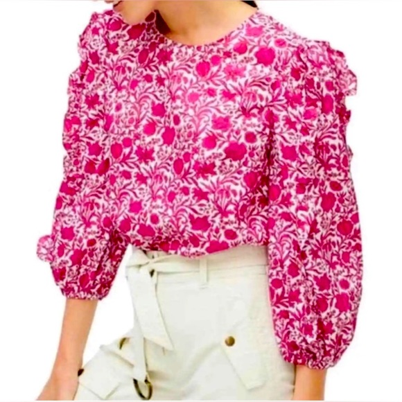J. Crew Tops - J. Crew Liberty Fabric floral blouse | XS | magenta pink floral